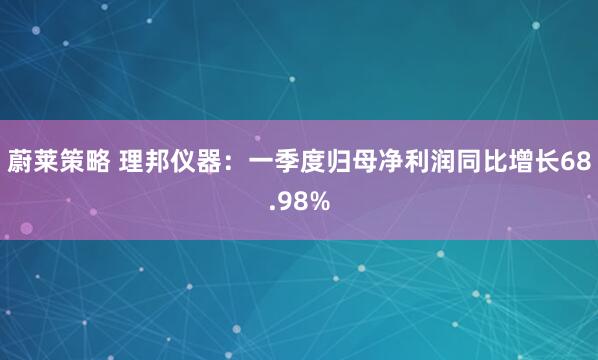 蔚莱策略 理邦仪器：一季度归母净利润同比增长68.98%