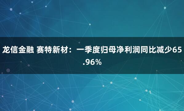 龙信金融 赛特新材：一季度归母净利润同比减少65.96%