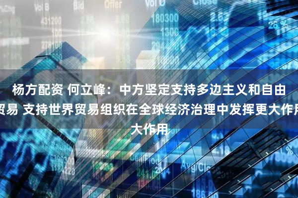 杨方配资 何立峰：中方坚定支持多边主义和自由贸易 支持世界贸易组织在全球经济治理中发挥更大作用