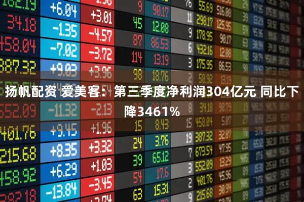 扬帆配资 爱美客：第三季度净利润304亿元 同比下降3461%